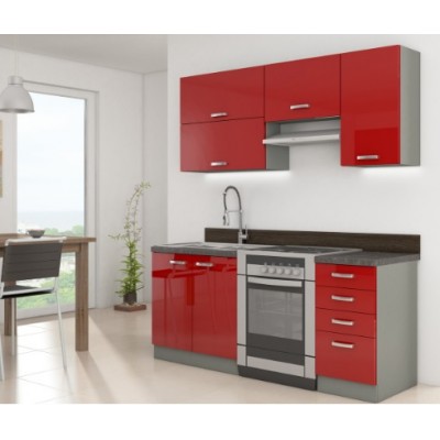 Virtuvės komplektas UPA-BT2 Pilka + Blizgi raudona